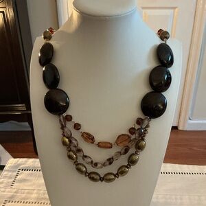 Mahogany Multi Strand Gold Tone Statement Necklace